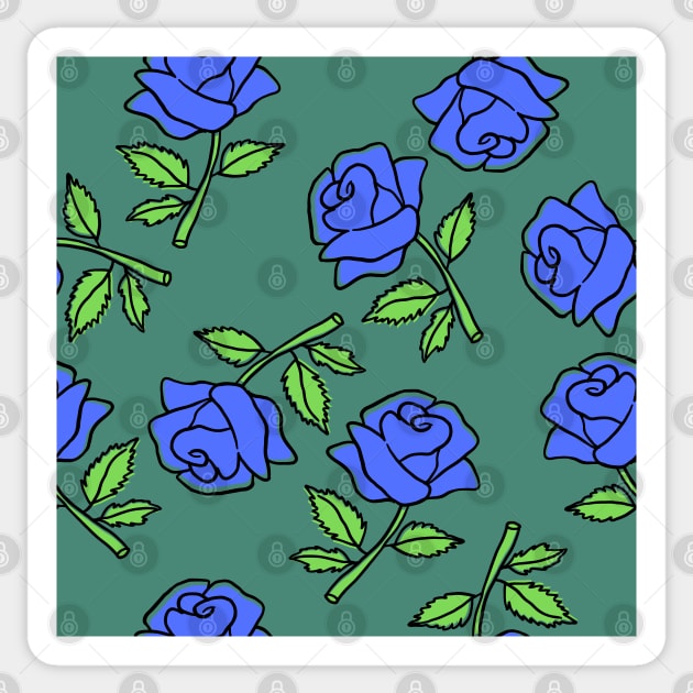 Blue Roses Pattern in Alexandrite Color Sticker by aybe7elf